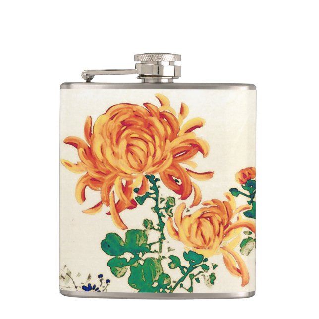 Flasques Peinture japonaise vintage de Chrysanthèmes (Devant)