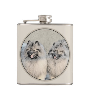 Flasques Peinture Keeshond Brothers - Art Chien original