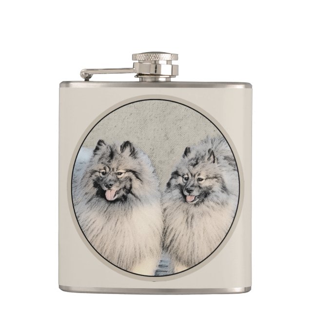 Flasques Peinture Keeshond Brothers - Art Chien original (Devant)
