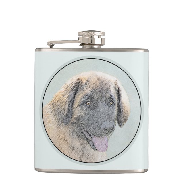 Flasques Peinture Leonberger - Joli art original chien (Devant)