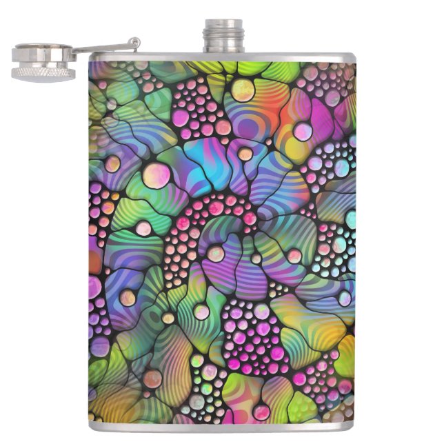 Flasques Peinture Main Spirales Points Colorés 1 (Ouvert)