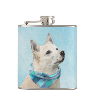 Flasques Peinture norvégienne Buhund - jolie art original c