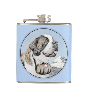 Flasques Peinture Saint Bernard - Cute Original Chien Art