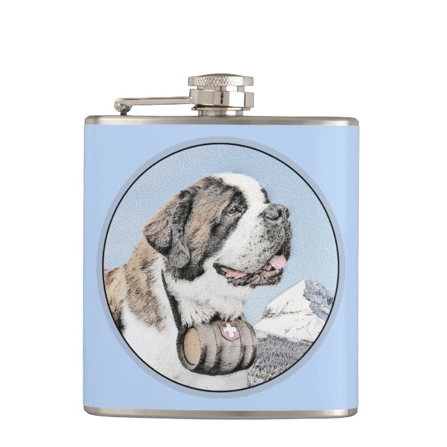 Flasques Peinture Saint Bernard - Cute Original Chien Art (Devant)