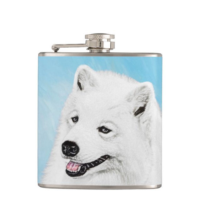 Flasques Peinture Samoyed - Cute Original Chien Art (Devant)