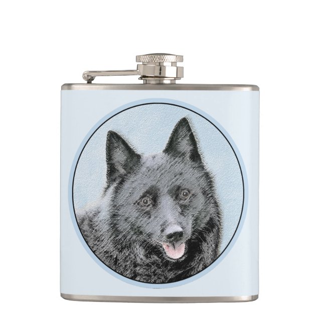Flasques Peinture Schipperke - Cute Original Chien Art (Devant)