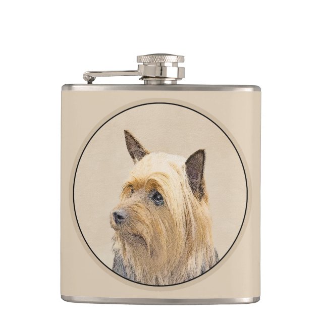 Flasques Peinture Silky Terrier - Cute Original Chien Art (Devant)