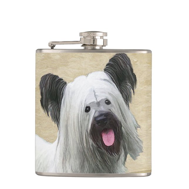 Flasques Peinture Skye Terrier - Cute Original Chien Art (Devant)