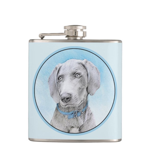 Flasques Peinture Weimaraner - Joli art original chien (Devant)