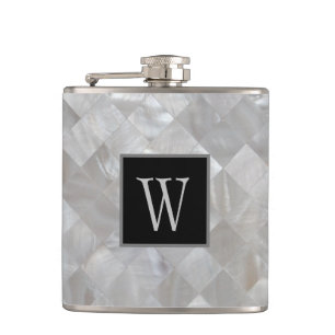 Flasques Perle blanche monogramme