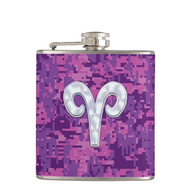 Flasques Perle comme Aries Symbole Zodiaque Camouflage numé (Devant)