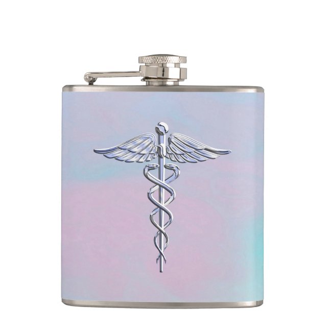 Flasques Perle Médicale de mère de symbole de caducée (Devant)