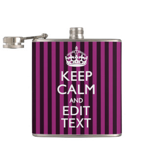 Flasques Personalisé KEEP CALM Votre Texte Fuchsia Stripes