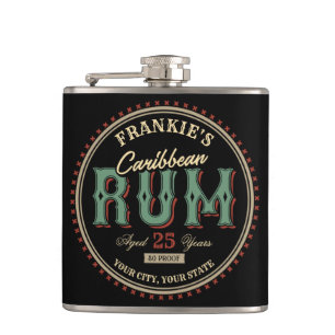 Flasques Personalized Caribbean Rum Liquor Bottle Label Bar