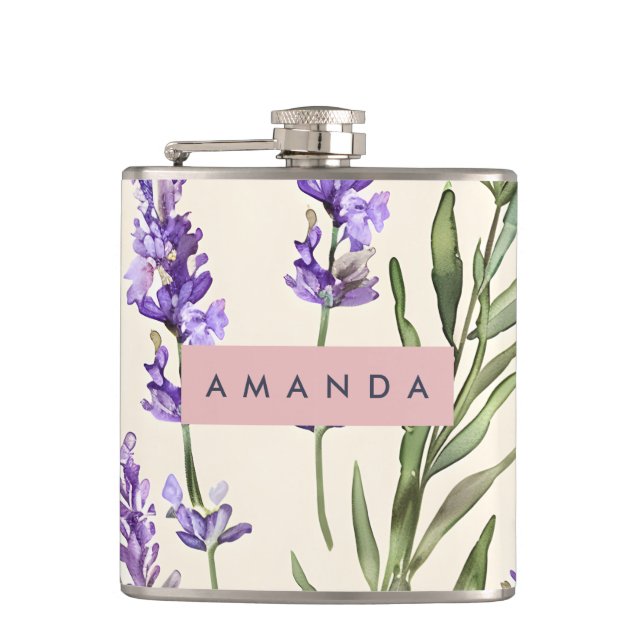Flasques Personalized Elegant Watercolor Lavender  (Devant)