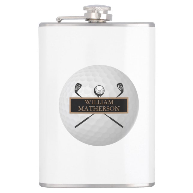 Flasques Personalized Gold and Black Golf Ball Classic (Devant)