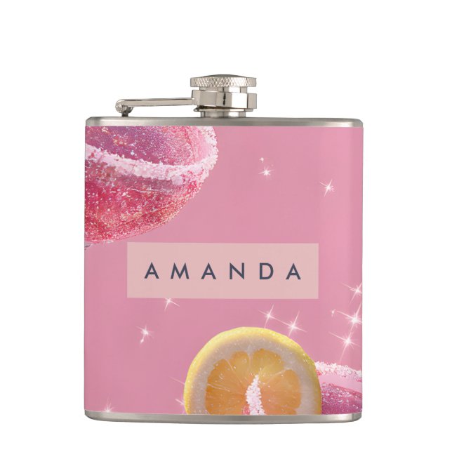 Flasques Personalized Sparkle Glam Pink Cocktail  (Devant)