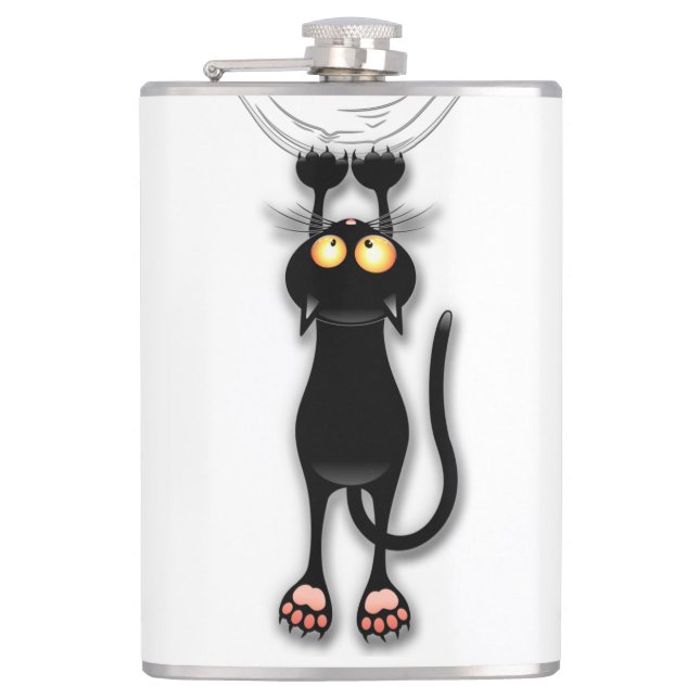 Flasques Personnage de chat drôle grattant le tissu (Devant)