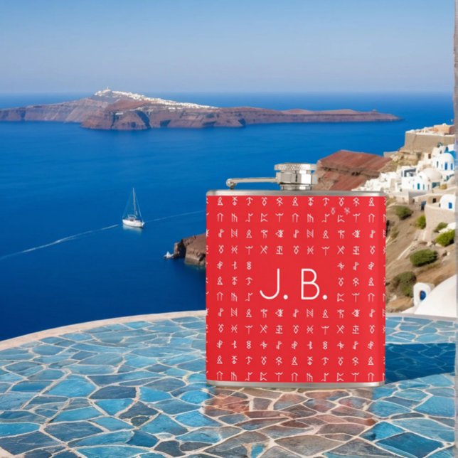 Flasques Personnalisé avec le monogramme et les symboles Ru (Créateur téléchargé)