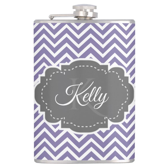 Flasques Personnalisé Purple Chevron (Devant)