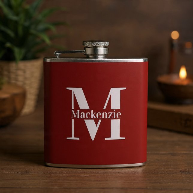 Flasques Personnalisé sur mesure Monogrammé (Elegant Monogram Name Personalized Text Flask by Ricaso. Great gift idea. Custom monogrammed)
