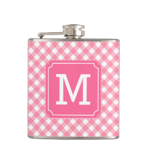 Flasques Personnaliser élégant bébé rose En vichy monogramm