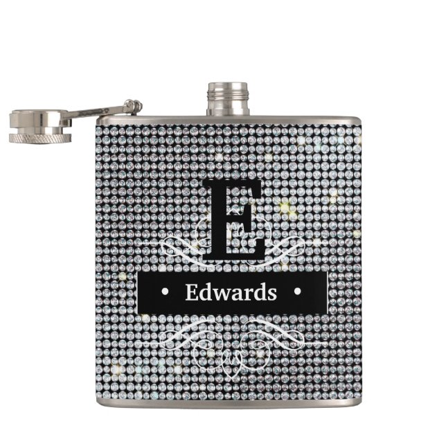Flasques Personnalisez Diamond Flask, cristal blanc brillan (Ouvert)