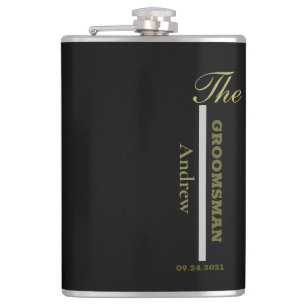 Flasques Personnalisez le cadeau Groomsman noir et argent