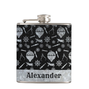 Flasques Petit ballon en zinc d'argent Steampunk Nom person