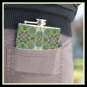 Flasques Petit motif vert élégant vintage