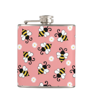 Flasques Petites abeilles mignonnes et fleurs marguerites m