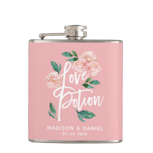 Flasques Philtre d'Amour Rose Pâle Floral Personnalisé
