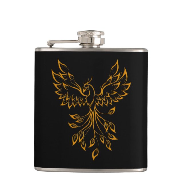 Flasques Phoenix de cuivre se lève sur noir (Devant)