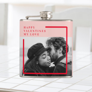 Flasques Photo moderne   Cadeau de Valentines Rouge et Rose