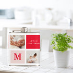 Flasques Photo Rouge et rose Meilleure mère Ever Venin<br><div class="desc">Photo Collage moderne Red & Pink Best Mom Ever Gift Meilleur cadeau personnalisé pour la journée des mères,  la journée de la femme ou l'anniversaire de maman. Surprenez Maman avec un cadeau qui est aussi Extraordinaire qu’elle.</div>