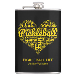 Flasques Pickleball Player Personnalisé Word Art Typographi