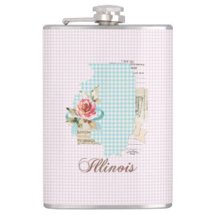 Flasques Pink En vichy Illinois State Vinyl Enveloppé Flaco