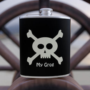 Flasques Pirate Grog Cug Skull & Crossbones Hip Flask