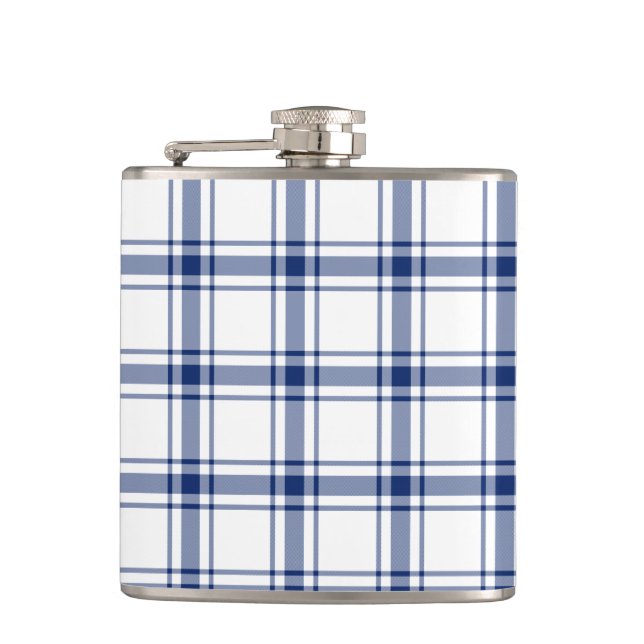Flasques Plaid bleu et blanc nautique (Devant)