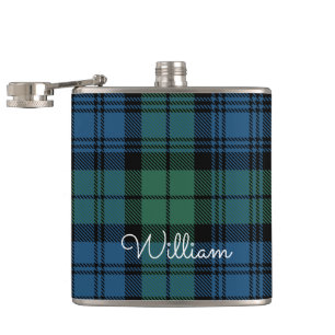 Flasques Plaid Green Tartan Papa Anniversaire Personnalisé