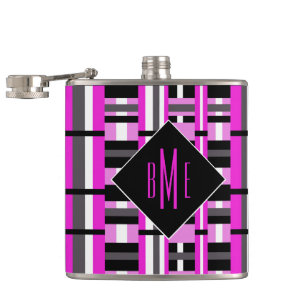 Flasques Plaid monogramme rose et noir
