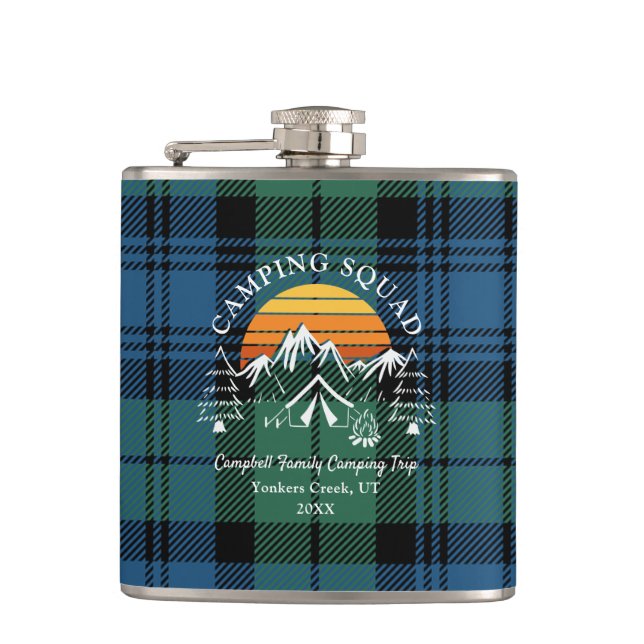 Flasques Plaid Tartan Retro Famille Camping Squad Papa (Devant)