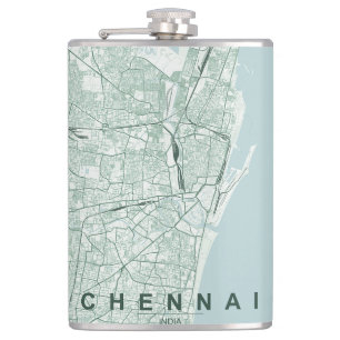 Flasques Plan de la ville de Chennai en Inde, design minima
