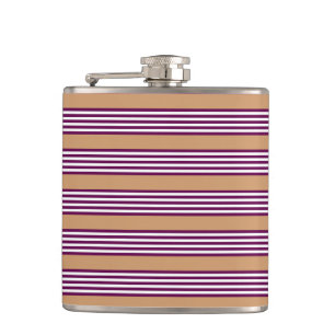 Flasques Plum et blanc cinq bandes motif avec bronzage