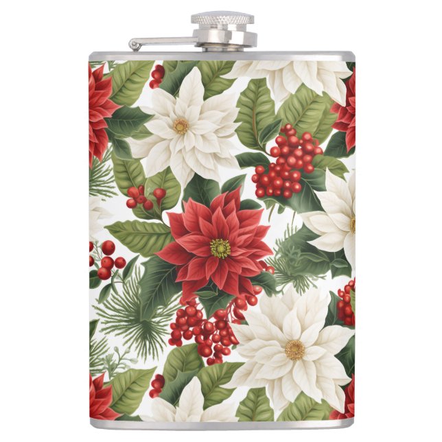 Flasques Poinsettia de Noël – Conception Florale de Fêtes (Devant)
