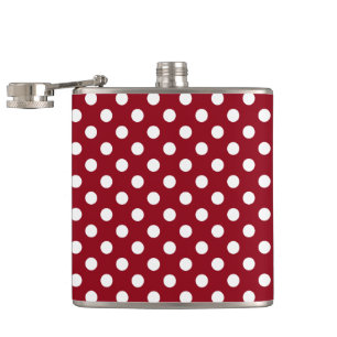 Flasques Pois blancs sur Crimson Red