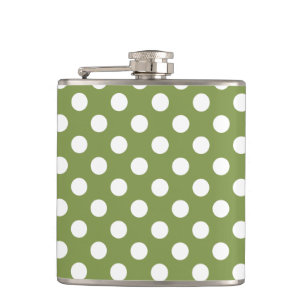 Flasques Pois blancs sur vert olive