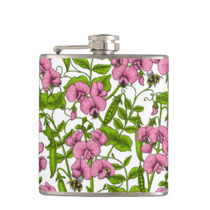 Flasques Pois doux et bourdons, rose, vert et blanc
