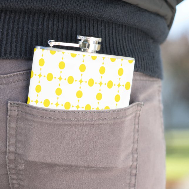 Flasques Pois Jaunes, Motif Polka Dot, Points, Pots (En situation)