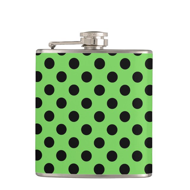 Flasques Pois noirs sur vert citron (Devant)